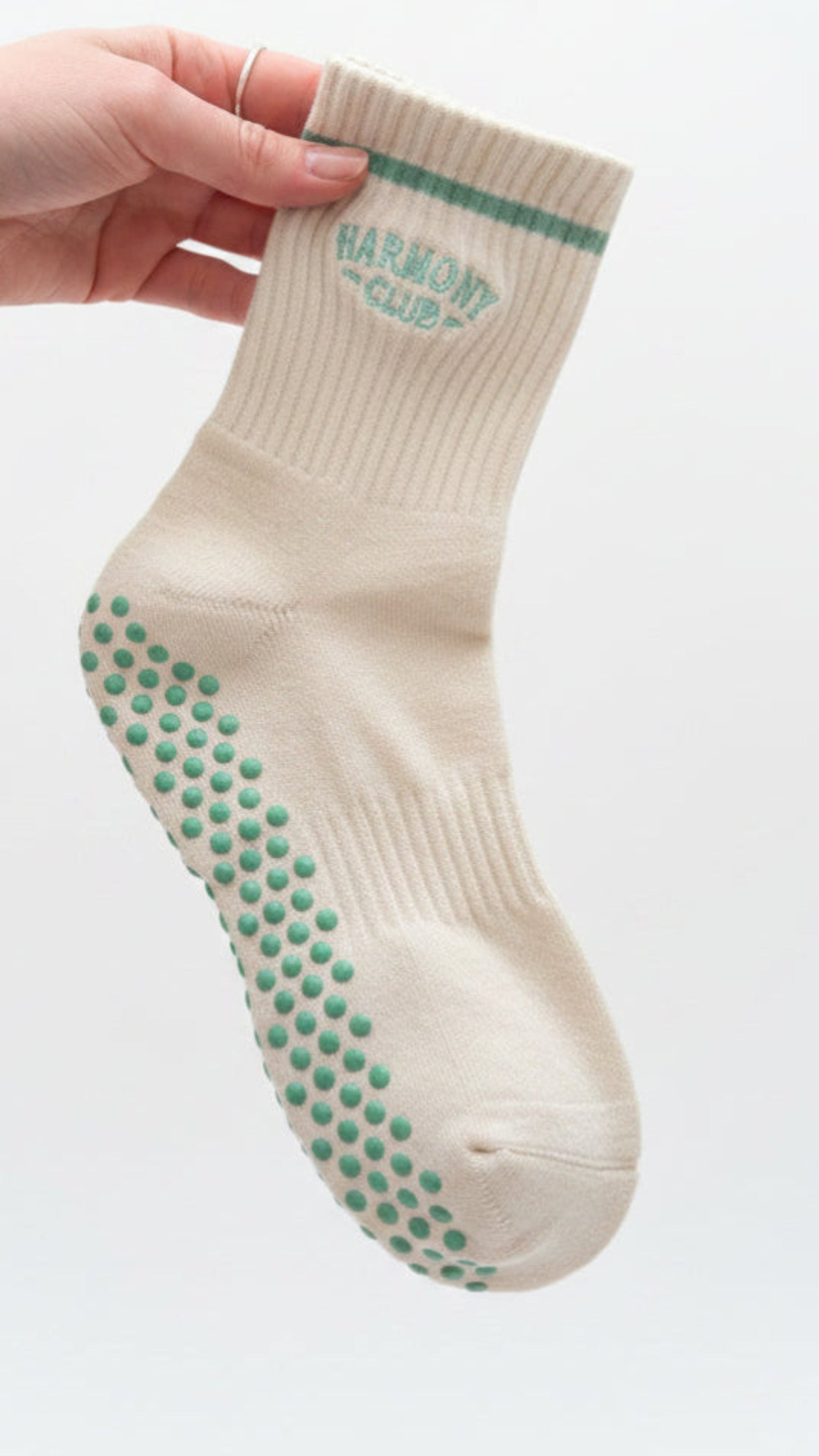 Cream Signature Grip Sock